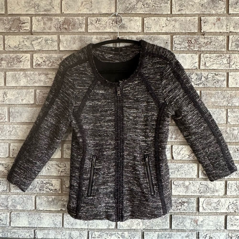 Ann Taylor Black Marled Tweed Knit Jacket - Size S